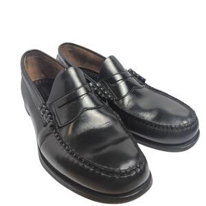Bass & Co Weejuns Classic Black Smooth Leather Pinch Penny Loafers Mens 12